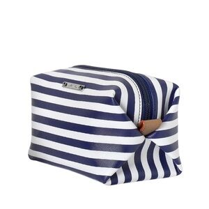 Stella & Dot Pouf Makeup Case Blue Stripe Pouf